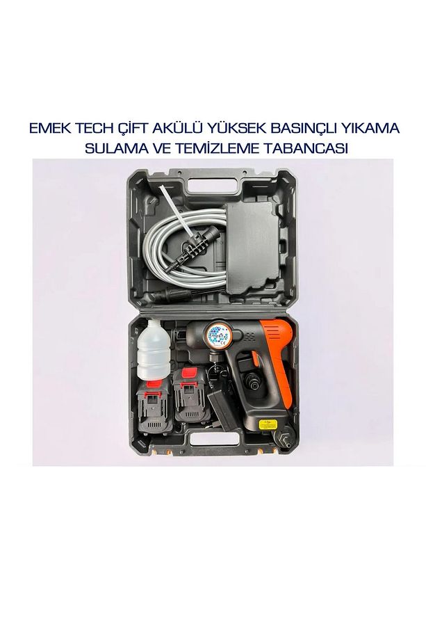 Çift Akülü Şarjlı Yüksek Basınçlı Oto Araba Bahçe Yıkama Sulama Ve Temizleme Tabancası Mavi Makinesi - 1