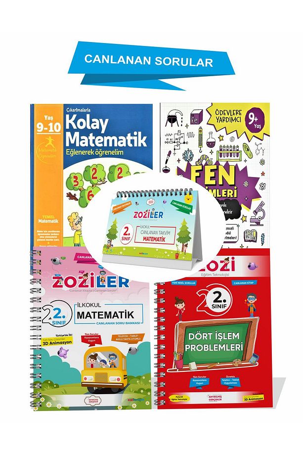 2.sınıf Mavi Set (MAT SORU BNK-YENİ NESİL PROB-TAKVİM NOTLAR-KOLAY MAT-FEN BİL) 4kitap 1takvim Not - 1