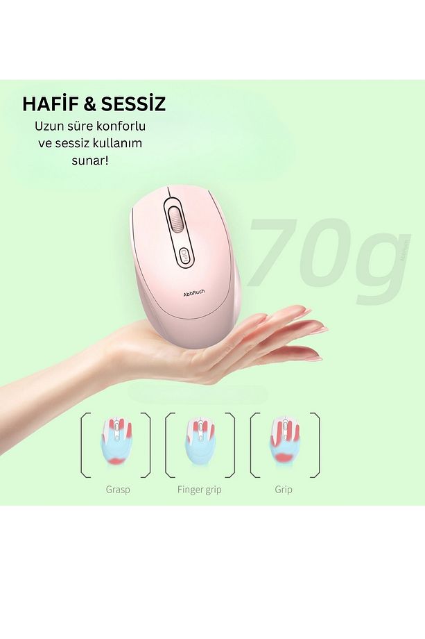 Kablosuz Mouse Bluetooth Wireless Çift Mod'lu USB 2.4g Şarj Edilebilir 800/1200/1600dpi Işıklı Fare - 4