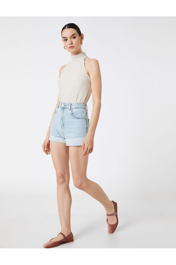 Halter Yaka Dokulu Bluz - 2