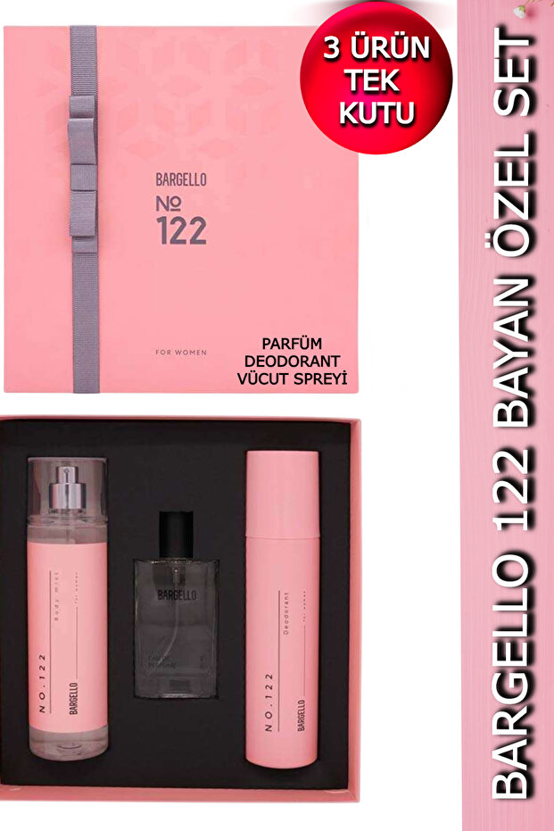 Bargello 122 Kadın Parfüm Set - (PARFÜM+VÜCUT SPREYİ+DEODORANT) Özel Kutu