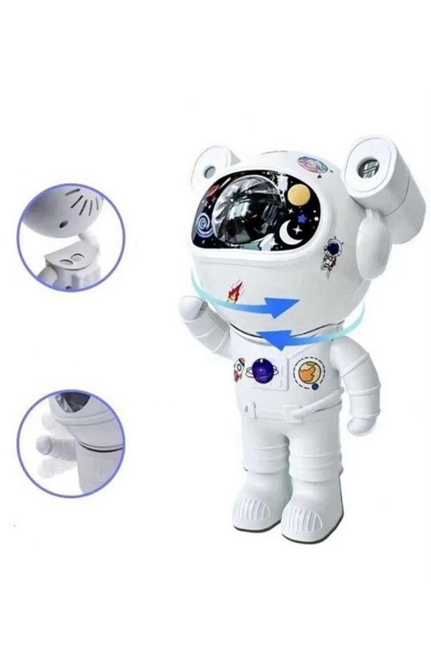 Yeni Nesil Bluetooth Hoparlörlü Astronot Yıldız Gezegen Projektörü Kumandalı Gece Lambası Büyük Boy - 5