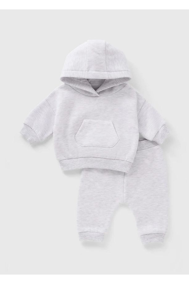 Kız Bebek %100 Pamuk Kapşonlu Sweatshirt/Üst ve Eşofman Altı/Alt Takımı/Takım - 1