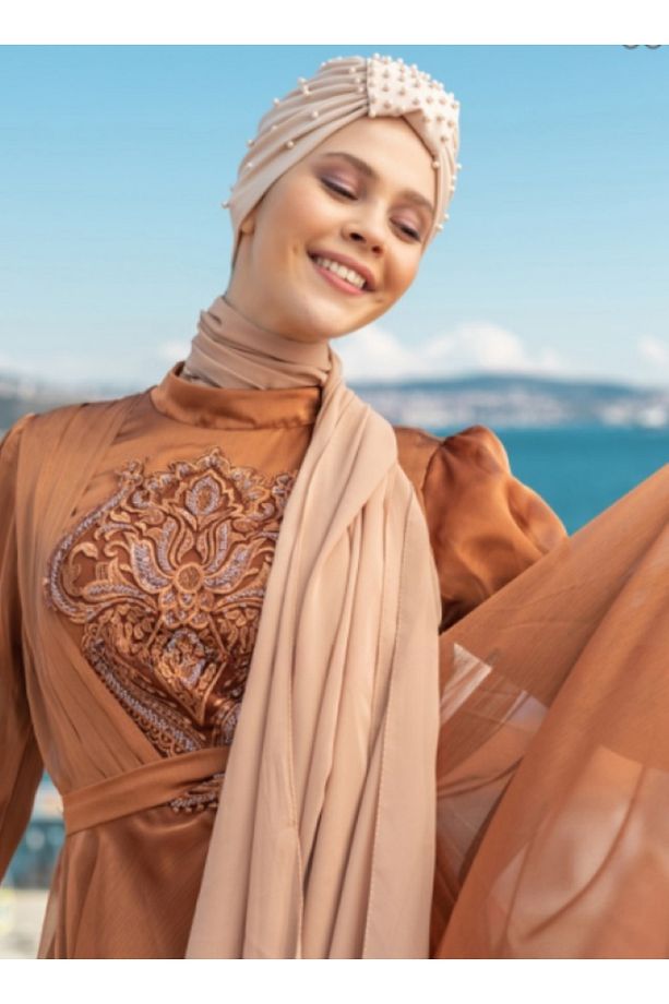 Sandy İnci Tanesi Tasarım Bone - Bej - 2