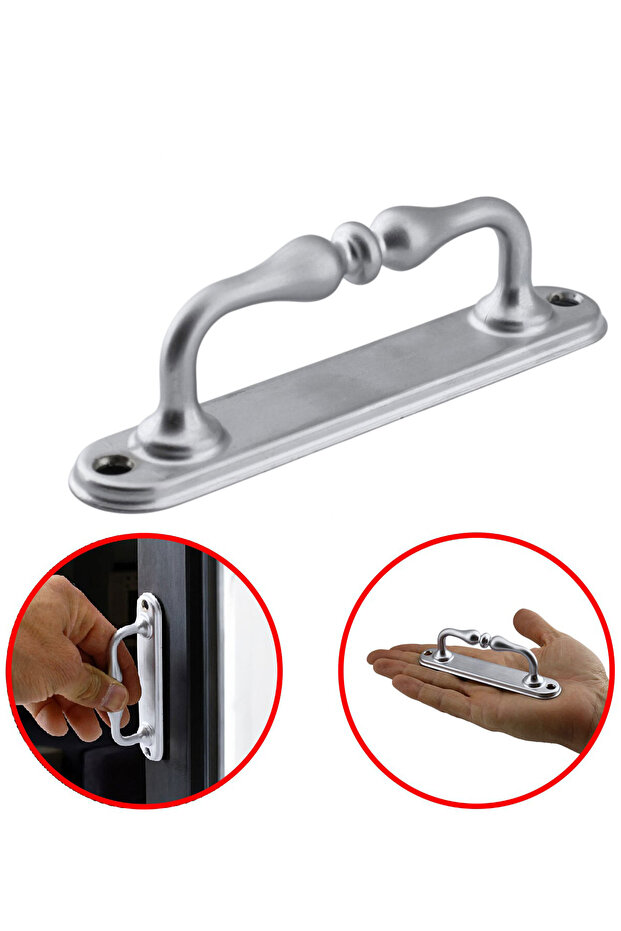 Pull Handle Sliding Door Handle Handle Handle Small Curved Handle Matte Chrome Color 12 cm with Two Screws