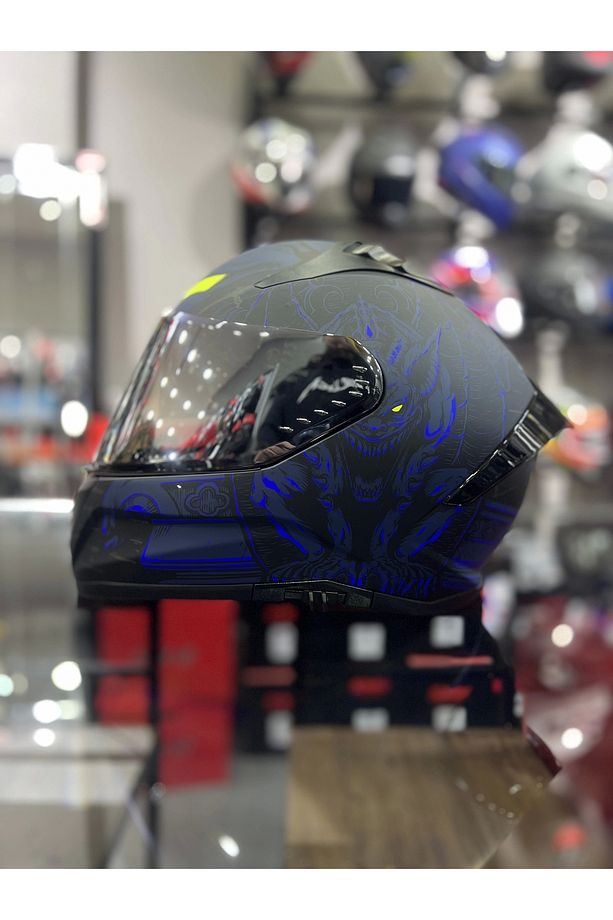 801 Navy Mavi Kapalı Kask Ayna Vizrölü - 4