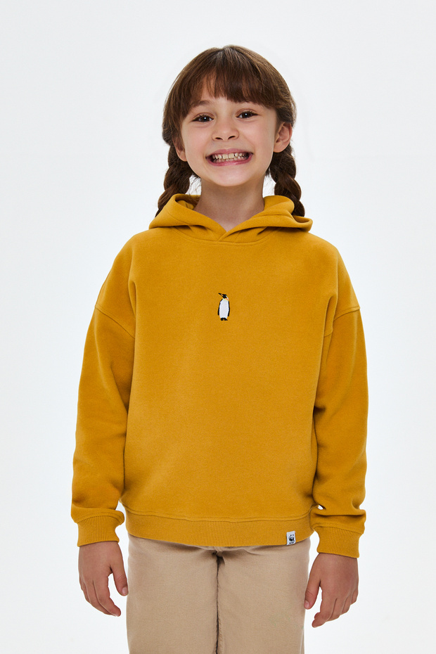 Emperor Penguin Supersoft Kids Hoodie - Mustard