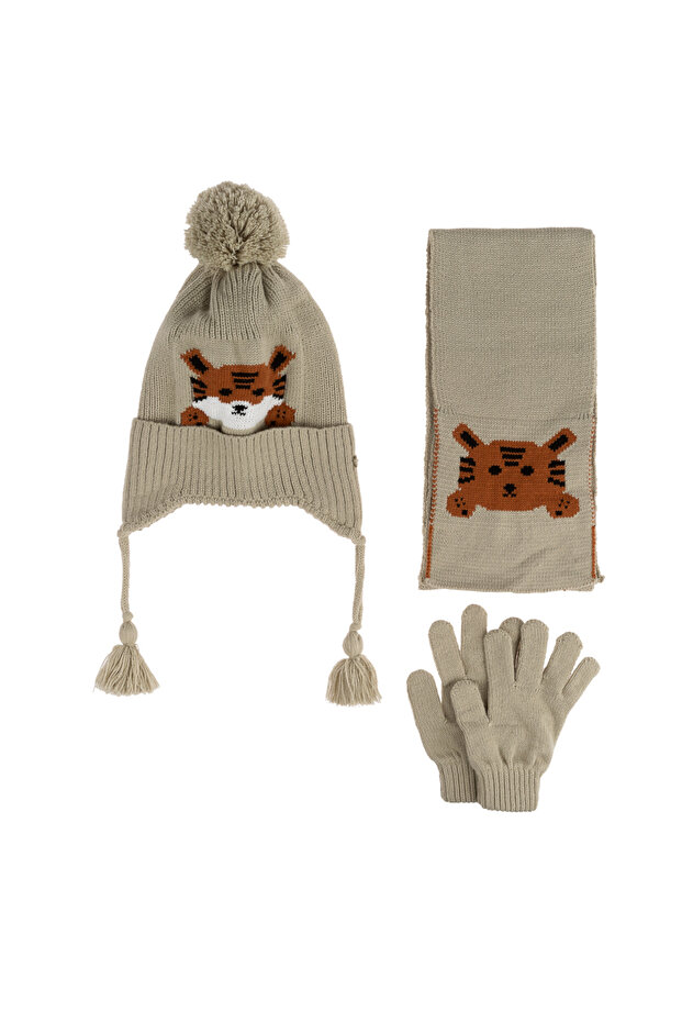 4-8 Years Old 3-Piece Set for Boys: Scarf, Gloves, and Hat with Fleece Inside