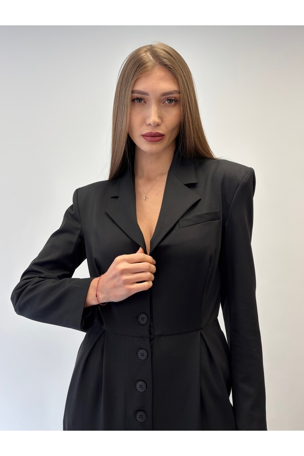 Omuz Vatkalı Düğmeli Tulum - 5