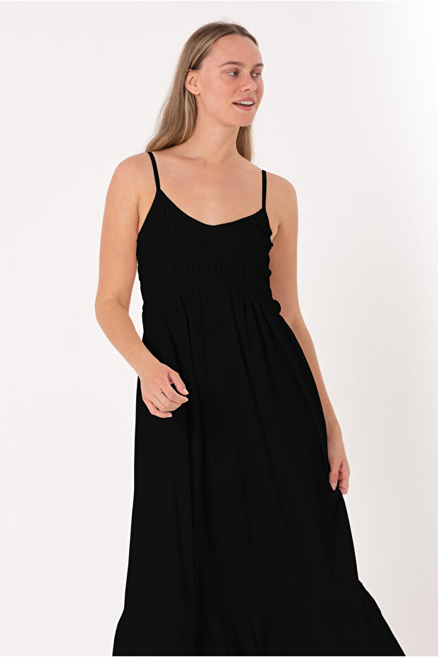 Women's Black Sling Long Dress - Summer Comfortable and Stylish Design