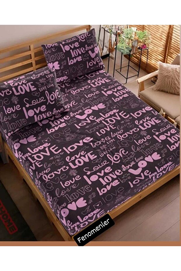 طقم غطاء لحاف بنمط الحب على الوجهين - 2
