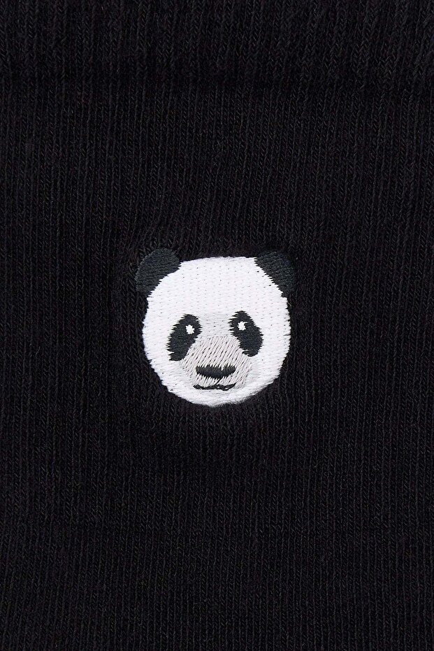 Panda Thin Terry Socks - Μαύρες - 4
