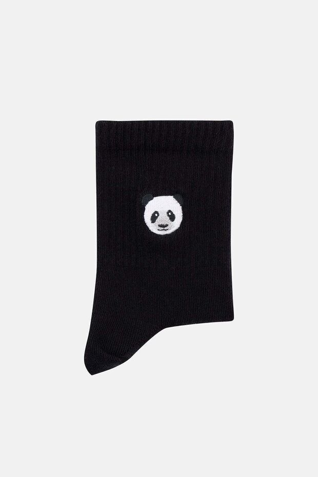 Panda Thin Terry Socks - Μαύρες - 2