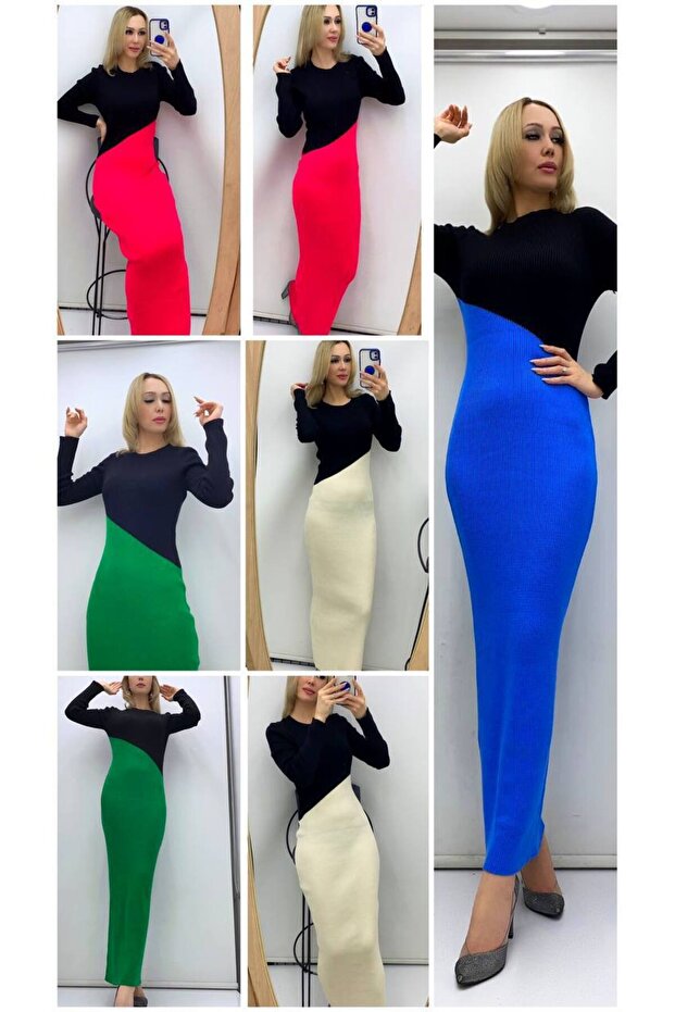 Çift renk triko elbise - 2