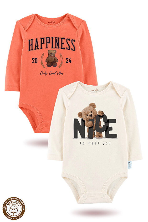 2-Piece 100% Cotton Organic Printed Snap Fastener Baby Bodysuit