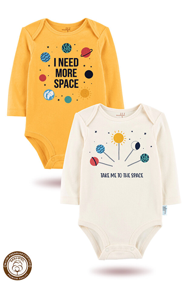 2-Piece 100% Cotton Organic Printed Snap Fastener Baby Bodysuit