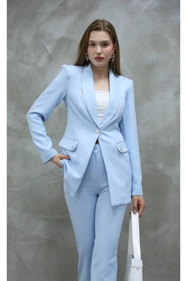blazer-ceket-pantolon-alt üst takım tek düğmeli cepli - 1