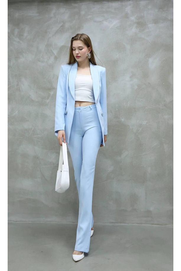blazer-ceket-pantolon-alt üst takım tek düğmeli cepli - 3