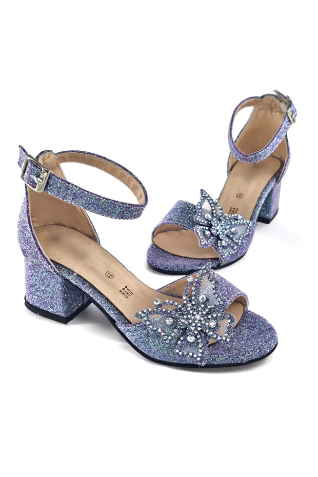 Butterfly Bow Girls' Evening Dress Shoes, Children's High Heels