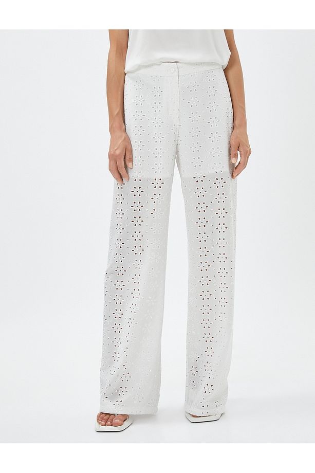 Geniş Paça Pantolon Fisto Çiçekli Yarım Astarlı - 3
