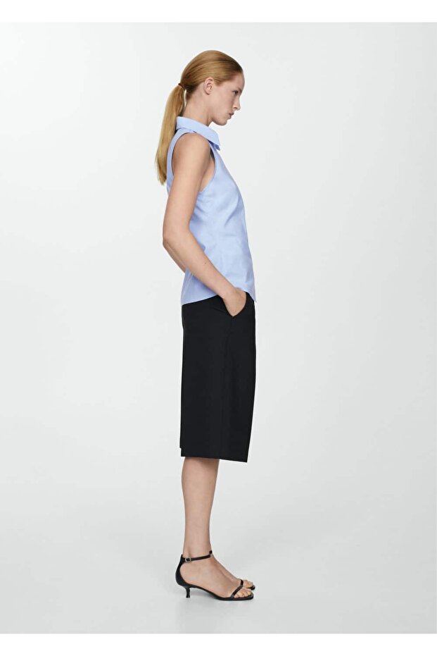 Çizgili kolsuz gömlek - 5