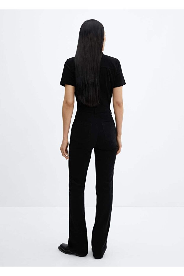 Fermuarlı fitilli kadife tulum - 4