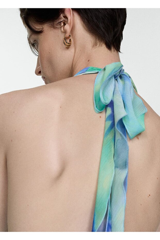 Volanlı dökümlü elbise - 5