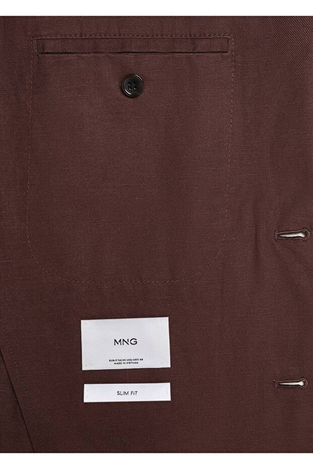 Dar kesimli keten blazer ceket - 8
