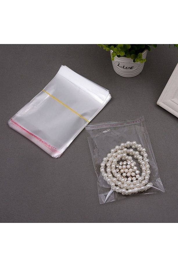 9x15+5 Cm. (9*20) 100 Adet - Şeffaf Bantlı Yapışkanlı Opp Jelatin Poşet - 4