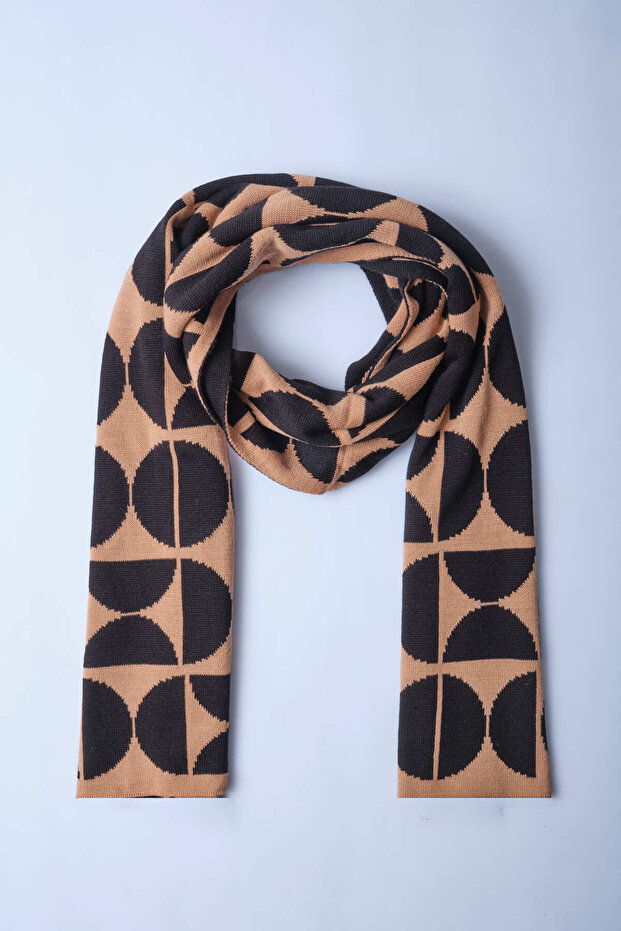 Circle Patterned Knitwear Scarf - 5
