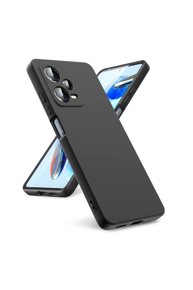Redmi Note 12 5g Compatible Silicone Case - Flexible Pastel Color Cover with Camera Protection - Black