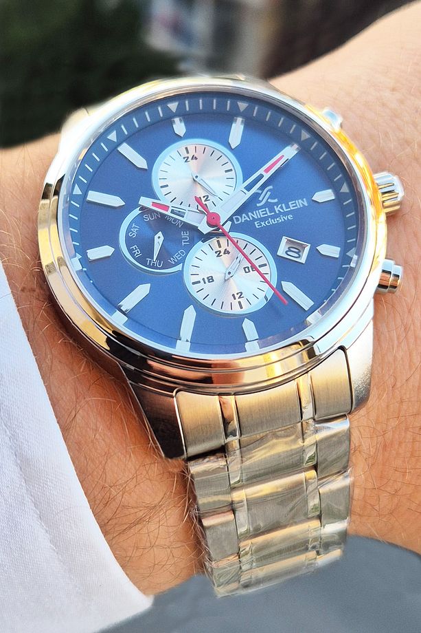 Exclusive Multi Fonksiyonel Takvim, Gün, 12/24 Saat, Dual Time Su Geçirmez Erkek Kol Saati - 1
