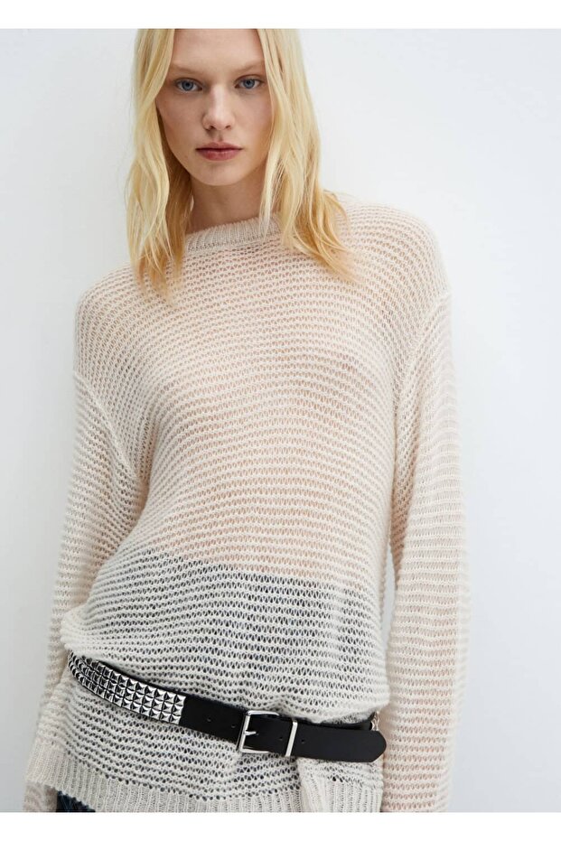 Oversize Delikli Kazak - 1