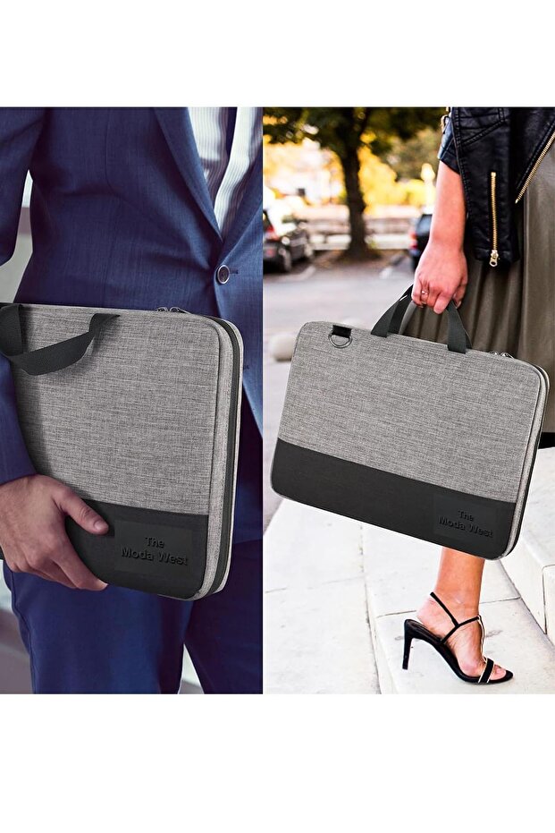 Gray Organizer 13-14-15,6-16,1 Inch Notebook Computer Bag with Shoulder Strap - 4