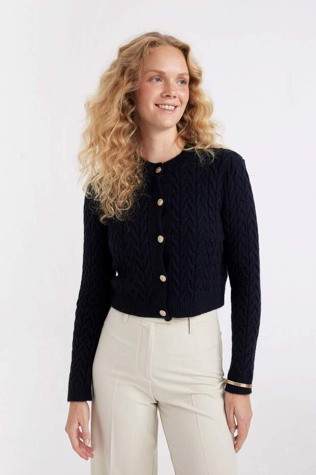 Women's Navy Blue Cardigan - C9044Ax/Nv131