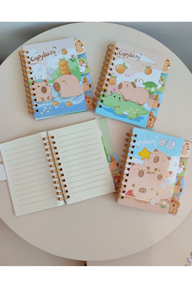 1 Pcs A6 Capybara with Teddy Bear Bookmark Spiral Notebook Notepad Lined Notebook - 2