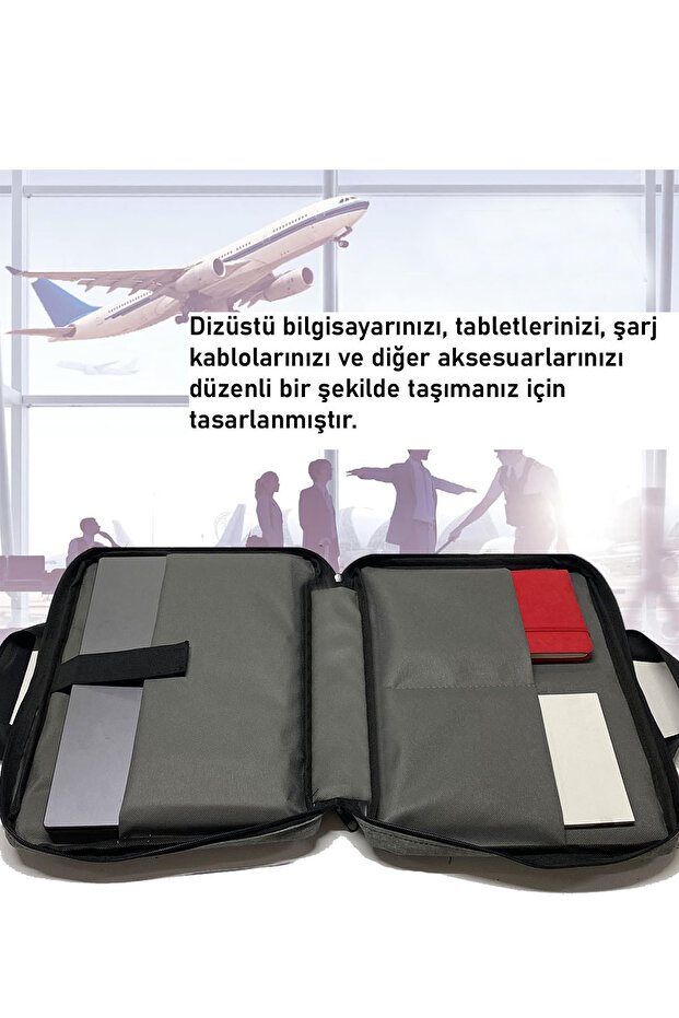 Gray Organizer 13-14-15,6-16,1 Inch Notebook Computer Bag with Shoulder Strap - 5