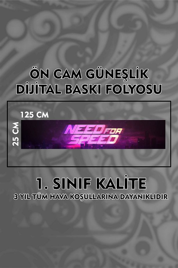 Need For Speed Ön Cam Güneşlik Dijital Baskı Folyo / Dijital Baskı / Yapışkanlı Folyo / Araç Sticker - 1