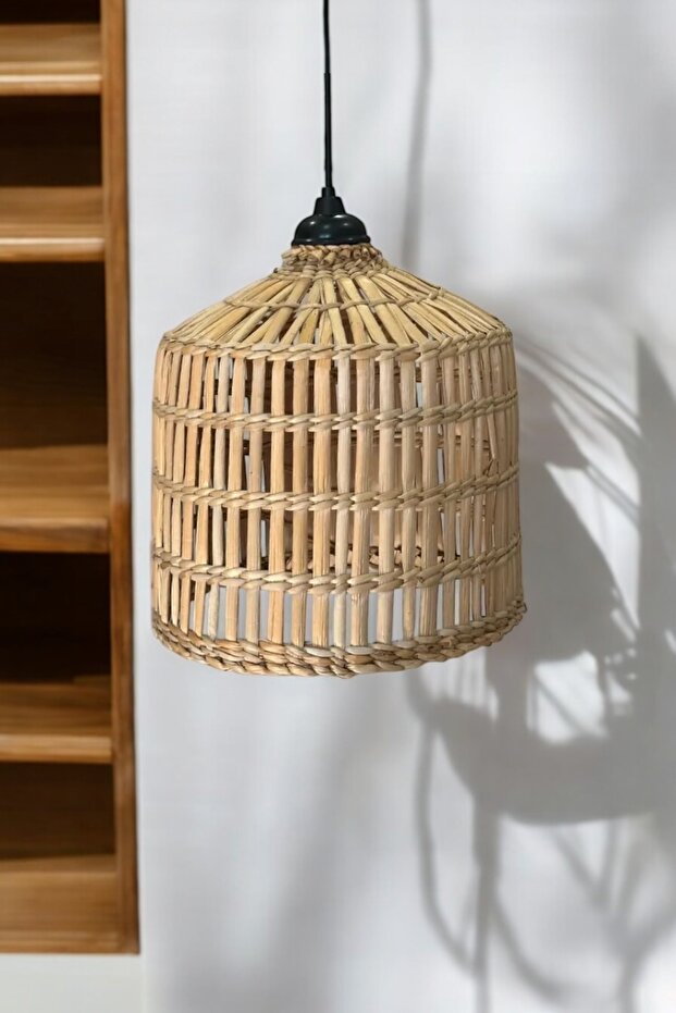 Hasır Bambu Rattan Avize 30cm (duy Dahil ) - 1