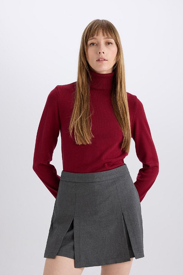 Regular Fit Yumuşak Dokulu Balıkçı Yaka Basic Düz Triko Kazak H1651AZ24WN - 5