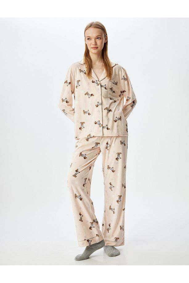 Köpek Desenli Polar Pijama Altı - 1