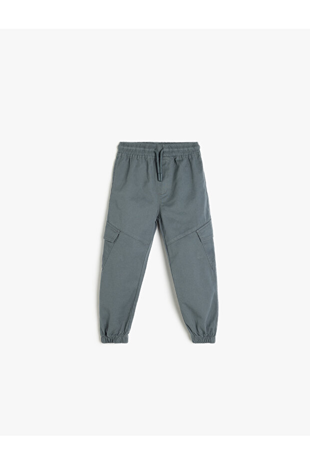 Jogger Cargo Pants Tie-Detail Waist Pocketed Cotton