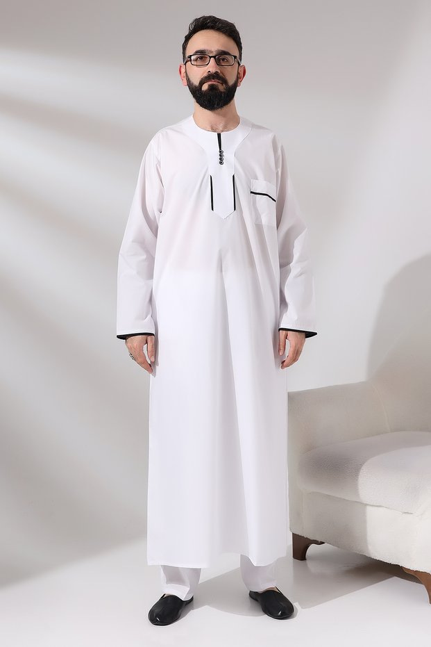 Men's White Sycamore Piping Tall Dagron Fabric Double Suit Sycamore