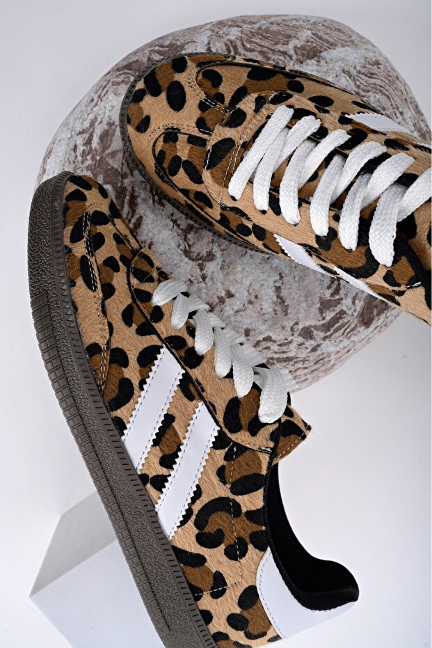 LEOPARD garantált női ortopéd, alkalmi fűzős séta, leopárdmintás tornacipő - 6