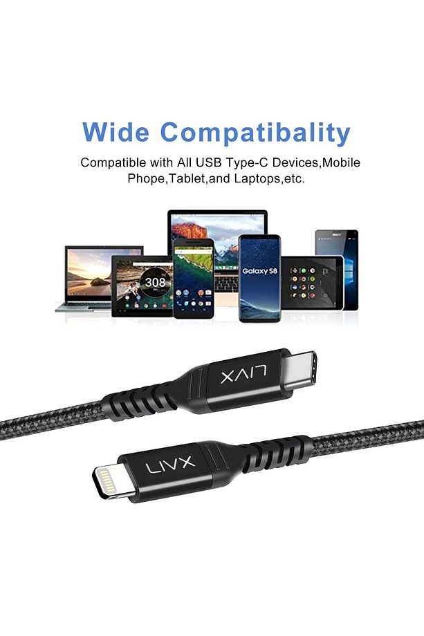 Safe 27W Type C to Lightning 2 Metre Örgülü iPhone Hızlı Şarj Kablosu YLT-02 - 2