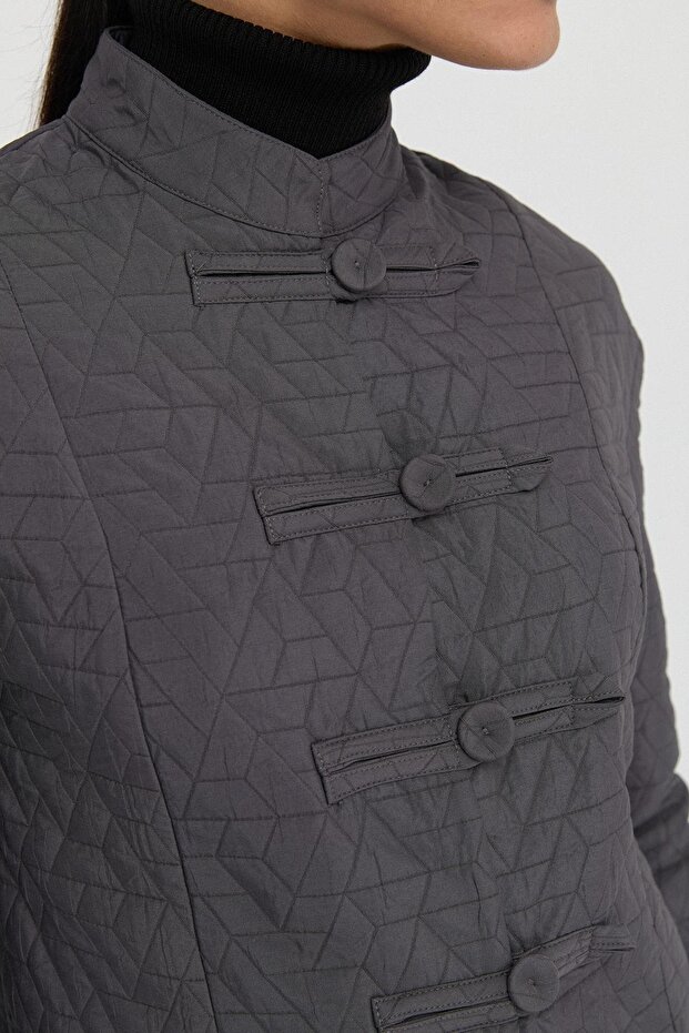 Kapitone Mandarin Ceket - 5