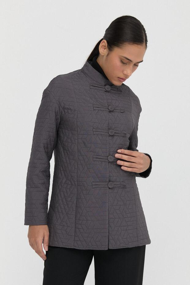 Kapitone Mandarin Ceket - 4