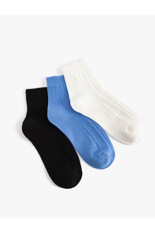 Set of 3 Multicolored Textured Booties Socks