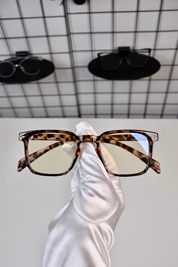 نظارات حماية من الضوء الأزرق، نظارات واقية مربعة الشكل بإطار جلد الفهد متوافقة مع البصريات - 2