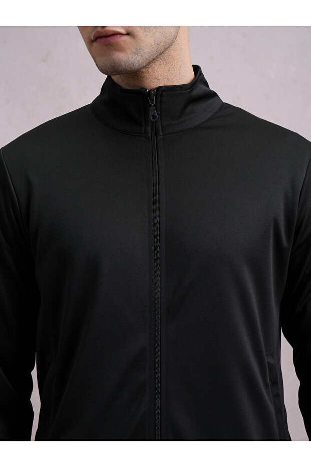 سويت شيرت سادة برقبة عالية وسحّاب أمامي - 2